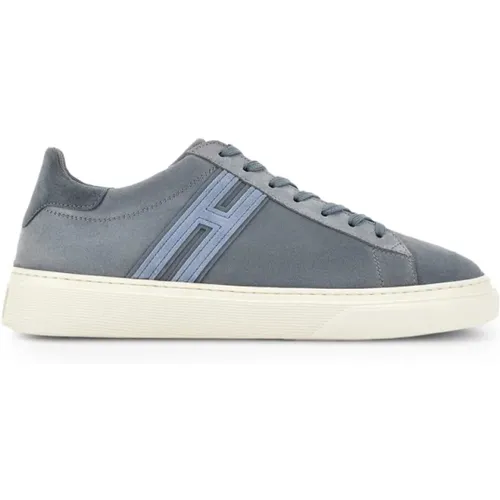 Blue-Grey Sneakers with White Rubber Sole , male, Sizes: 5 1/2 UK, 6 UK, 6 1/2 UK, 7 UK - Hogan - Modalova