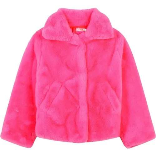 Rosa Fleece Kurzmantel mit Pailletten-Dekoration - Billieblush - Modalova