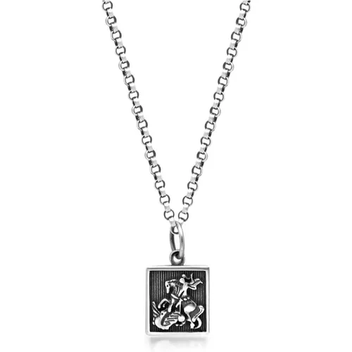 Halskette mit St. Georg und Drachen Anhänger , Herren, Größe: ONE Size - Nialaya - Modalova
