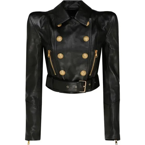 Leather jacket , female, Sizes: XS - Balmain - Modalova