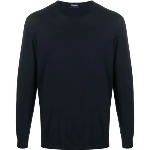 Blauer Crew-Neck Sweater , Herren, Größe: 2XL - Drumohr - Modalova