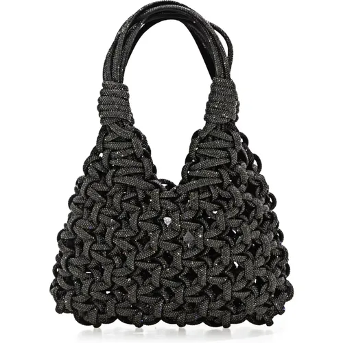 Jewel bag with weaving and applied crystals , female, Sizes: ONE SIZE - Hibourama - Modalova