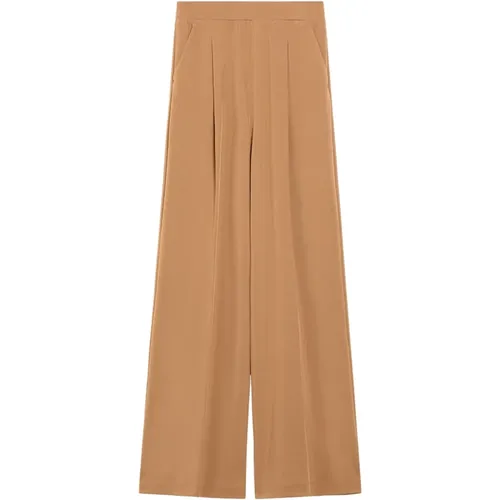 Braune Crepe Hose mit Taschen , Damen, Größe: L - Max Mara - Modalova