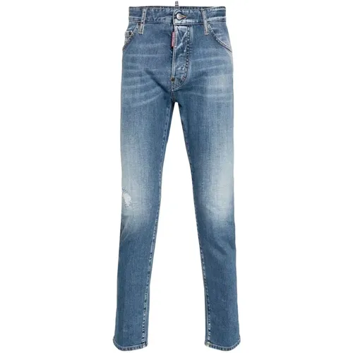 Slim Cut Hellblaue Jeans mit Ripped-Details , Herren, Größe: 3XL - Dsquared2 - Modalova