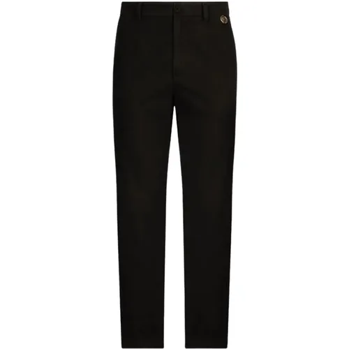 Front-Fastening Straight-Leg Trousers , male, Sizes: XL, L, M, 2XL, S - Dolce & Gabbana - Modalova