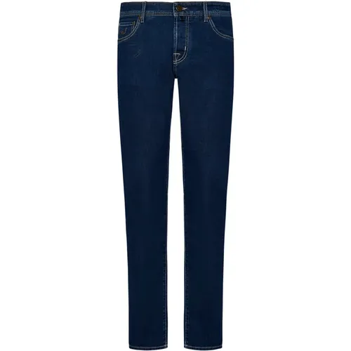 Slim-fit Dark Jeans with Pocket Square , male, Sizes: W33, W38, W28, W29, W32, W30, W40 - Jacob Cohën - Modalova