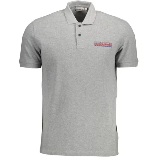 Graues Baumwoll-Poloshirt mit Druck - Napapijri - Modalova