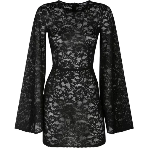 Lace Mini Dress with Flared Sleeves , female, Sizes: S - Dolce & Gabbana - Modalova