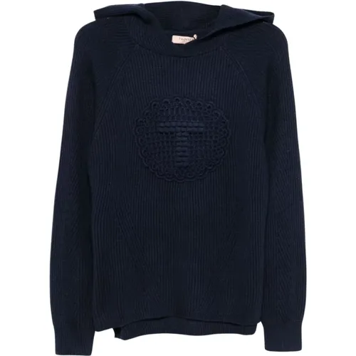 Blaue Kapuzenpullover für Frauen , Damen, Größe: S - Twinset - Modalova