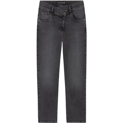 Schwarze Looseleg Denim Jeans , Damen, Größe: L - LUISA CERANO - Modalova