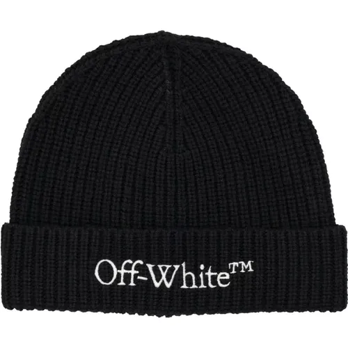 White Knit Beanie Aw24 , male, Sizes: ONE SIZE - Off White - Modalova