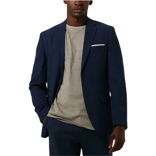 Slim-fit Leinenblazer in Dunkelblau,Slim Oasis Linen Blazer Sand - Selected Homme - Modalova