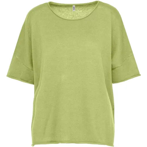 Short-sleeved Sweater in Cotton Linen Blend , female, Sizes: L, S, M - BomBoogie - Modalova