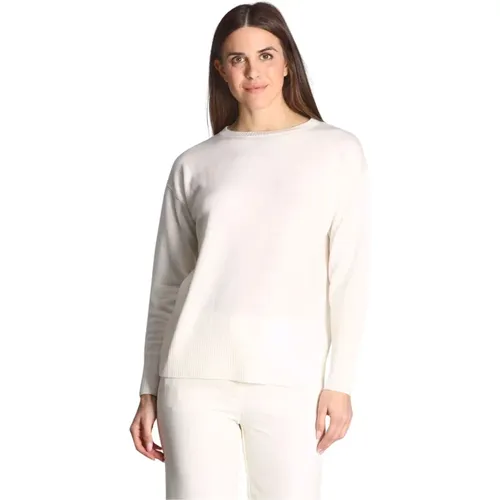 Ivory Wollbootkragen Pullover , Damen, Größe: M - Iblues - Modalova