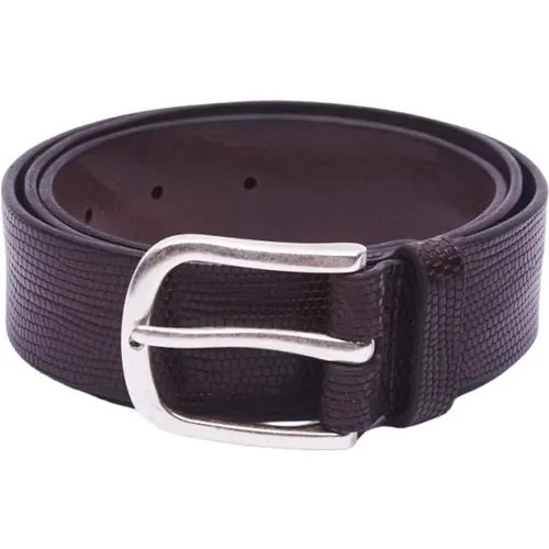 Engraved Leather Belt with Scale Effect , male, Sizes: 100 CM - Orciani - Modalova