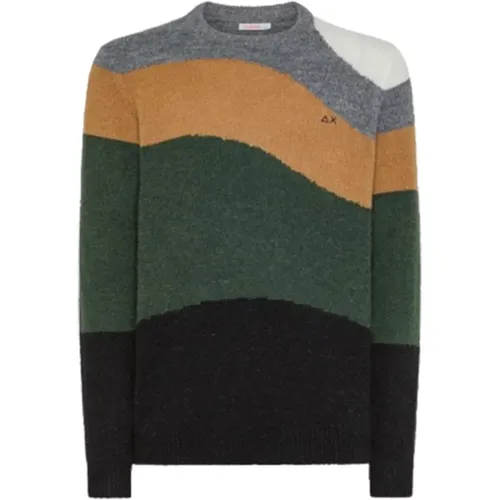 Dark Round Shade Intarsia Sweater , male, Sizes: S, XL, M, 2XL, L - Sun68 - Modalova