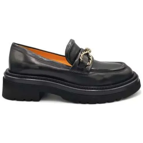 Leather Loafer with Gold Buckle , female, Sizes: 6 UK, 7 UK, 3 UK, 4 UK, 5 UK - Mara Bini - Modalova