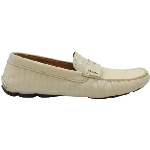 Pre-owned Ivory Crocodile Leather Driving Loafers , female, Sizes: 9 UK - Prada Vintage - Modalova