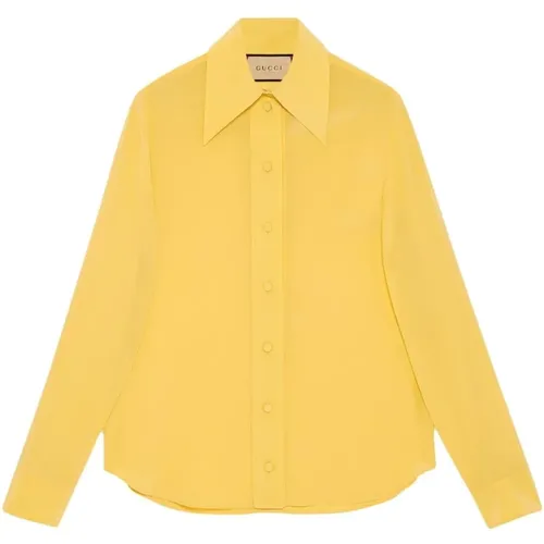 Sunflower Silk Shirt , female, Sizes: S, XS, M - Gucci - Modalova