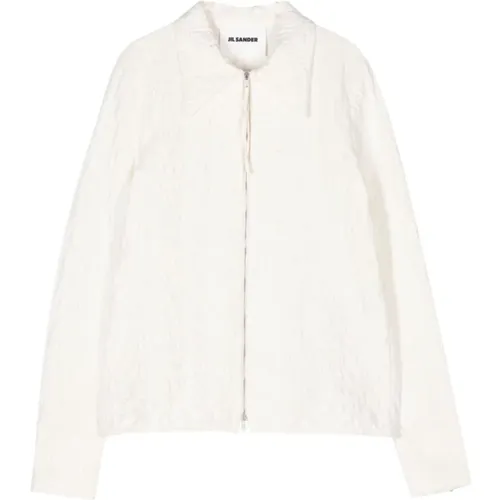 Cream Crinkled Finish Jacket , female, Sizes: S, XS - Jil Sander - Modalova