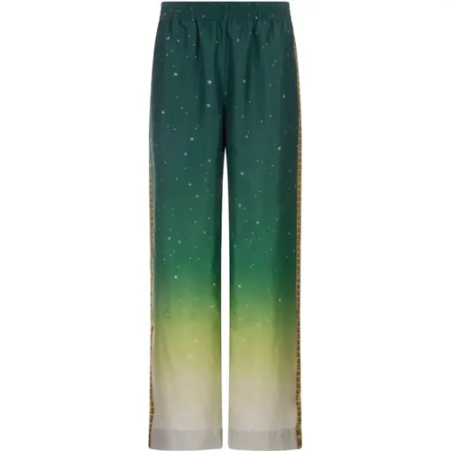 Green Silk Wide Leg Trousers , female, Sizes: M, 2XS, XS, S - Casablanca - Modalova