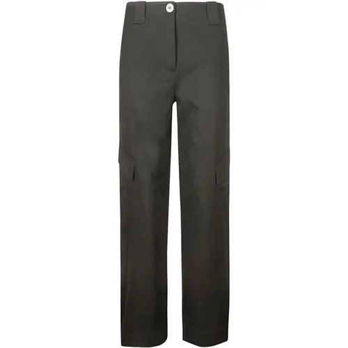 Herringbone Canvas Mid Waist Pants , Damen, Größe: XS - Ganni - Modalova