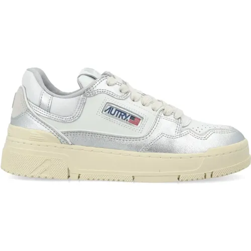 Weiße Silberne Sneakers CLC Low Top , Damen, Größe: 35 EU - Autry - Modalova