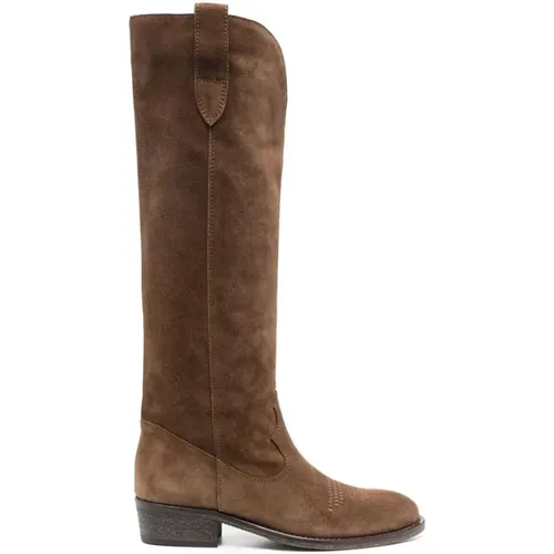Suede Round Toe Boots , female, Sizes: 4 UK, 6 UK, 5 UK, 7 UK - Via Roma 15 - Modalova