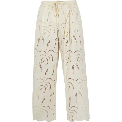 Cotton Sangallo High Waist Pants , female, Sizes: S, M - Ottod'Ame - Modalova