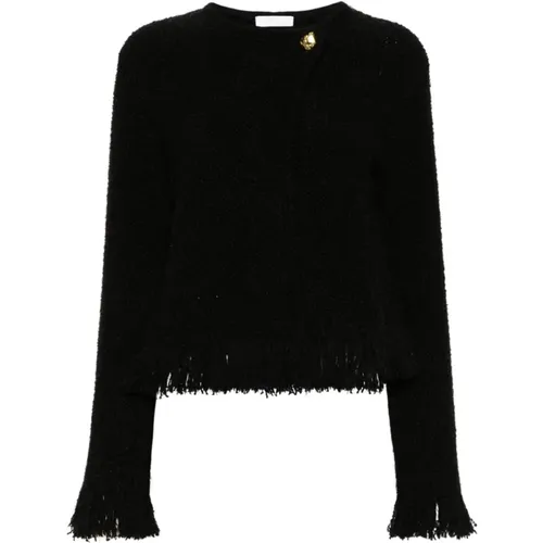 Schwarze Tweed Fransenjacke Chloé - Chloé - Modalova