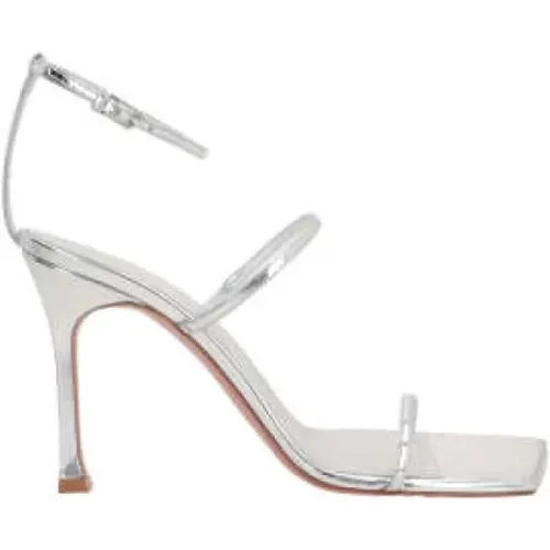 Silver Mirror Leather Sandals , female, Sizes: 5 1/2 UK, 4 1/2 UK, 3 UK, 3 1/2 UK - Amina Muaddi - Modalova