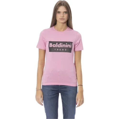 Trend T-Shirt mit Frontdruck , Damen, Größe: XL - Baldinini - Modalova