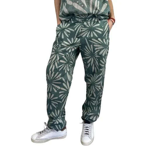 Green Floral Pants , female, Sizes: M - Diega - Modalova