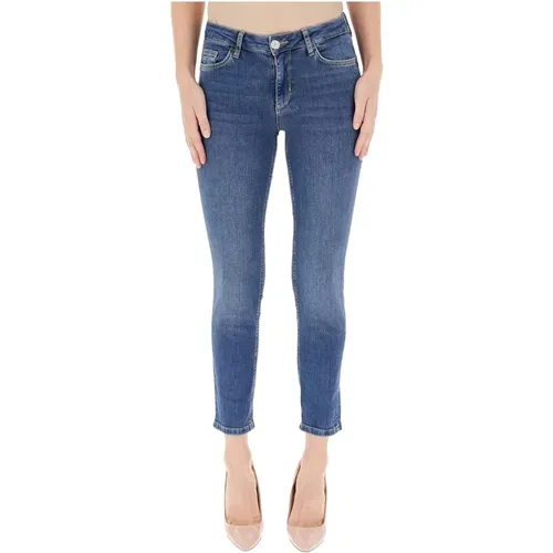 High Waist Skinny Jeans with Jewel Button , female, Sizes: W31, W24, W27, W25, W26, W32, W30, W28, W29 - Liu Jo - Modalova