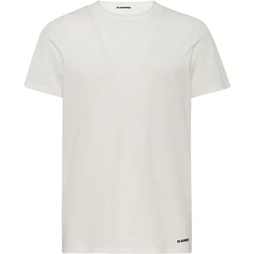 Weiße Baumwoll-Crewneck-T-Shirt , Herren, Größe: L - Jil Sander - Modalova