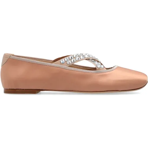 Satin-Ballettflats , Damen, Größe: 38 1/2 EU - Casadei - Modalova