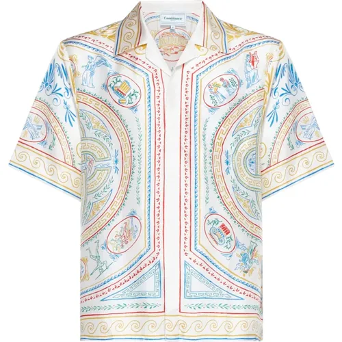 Silk Shirt with Crayon Vase Print , male, Sizes: M - Casablanca - Modalova