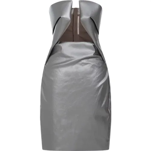 Metallic Mini Dress Gun Metal , female, Sizes: XS, 2XS - Rick Owens - Modalova
