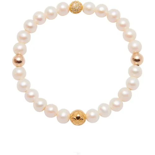 Wristband with Pearl and Gold , female, Sizes: S, M, XS - Nialaya - Modalova