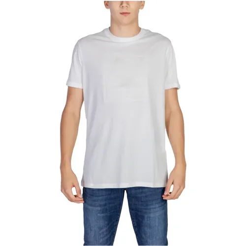 Weiße Baumwoll-T-Shirt Kurzarm , Herren, Größe: M - Armani Exchange - Modalova