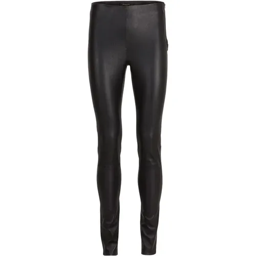 Stretch Leather Trousers with Knee Seam , female, Sizes: S - Selected Femme - Modalova