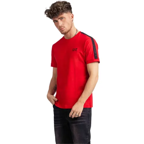 Rotes Tape Logo T-Shirt Herren - Emporio Armani - Modalova