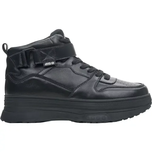 Damen Schwarze High-Top Sneakers aus Echtem Leder ES8 Er00113876 - Estro - Modalova