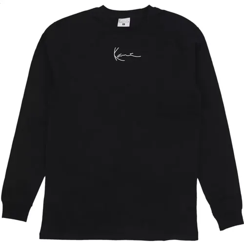 Langarm Crewneck T-shirt Schwarz , Herren, Größe: M - Karl Kani - Modalova