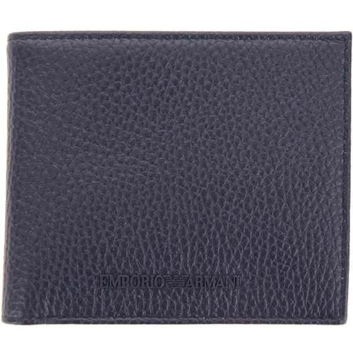 Navy Wallet with Logo and Coin Pocket , male, Sizes: ONE SIZE - Emporio Armani - Modalova