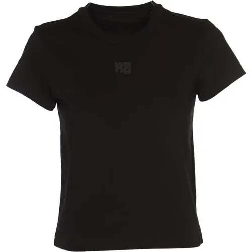 Schwarze T-Shirts und Polos mit Puff-Logo , Damen, Größe: M - alexander wang - Modalova