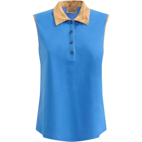 Blaues Geo Classic Polo Shirt , Damen, Größe: S - Alviero Martini 1a Classe - Modalova