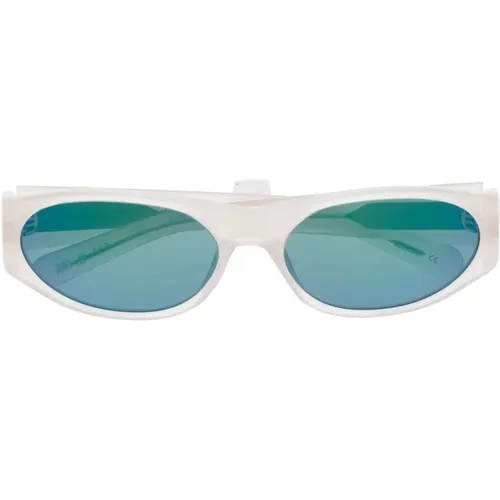 Weiße Runde Sonnenbrille mit Getönten Gläsern - Flatlist - Modalova