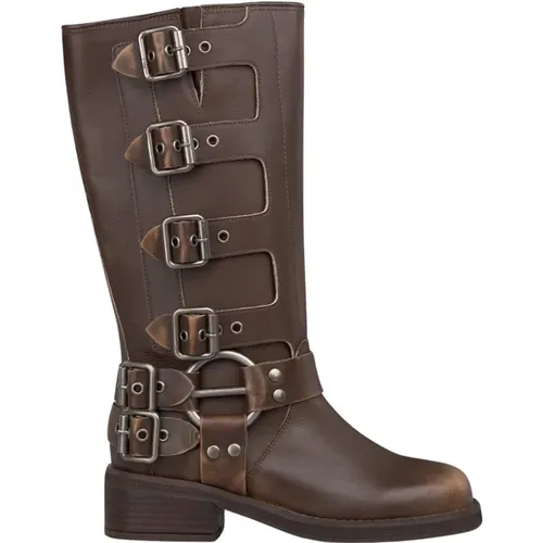 High Leg Biker Boot , female, Sizes: 6 UK, 7 UK, 4 UK, 5 UK, 9 UK - Alma en Pena - Modalova