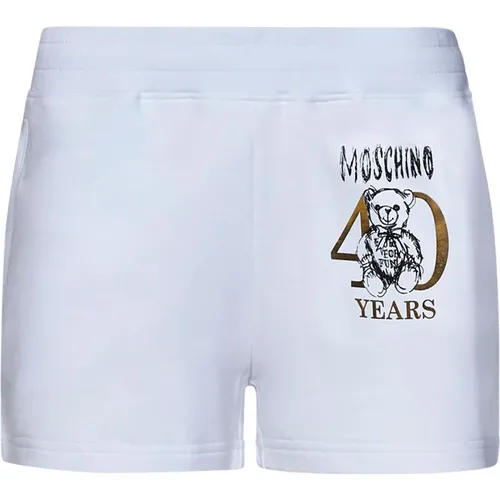 Weiße Shorts mit Teddybär-Print - Moschino - Modalova